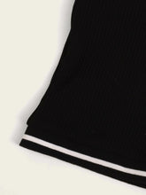 Contrast Striped Tape Rib-knit Crop Tee